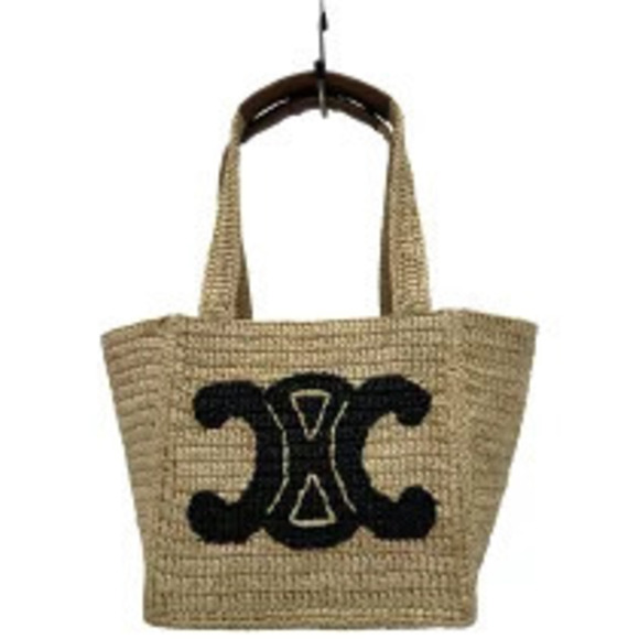 Celine Handbags - Celine Triomphe Raffia Cube Bag Beige Cream Black Handbag